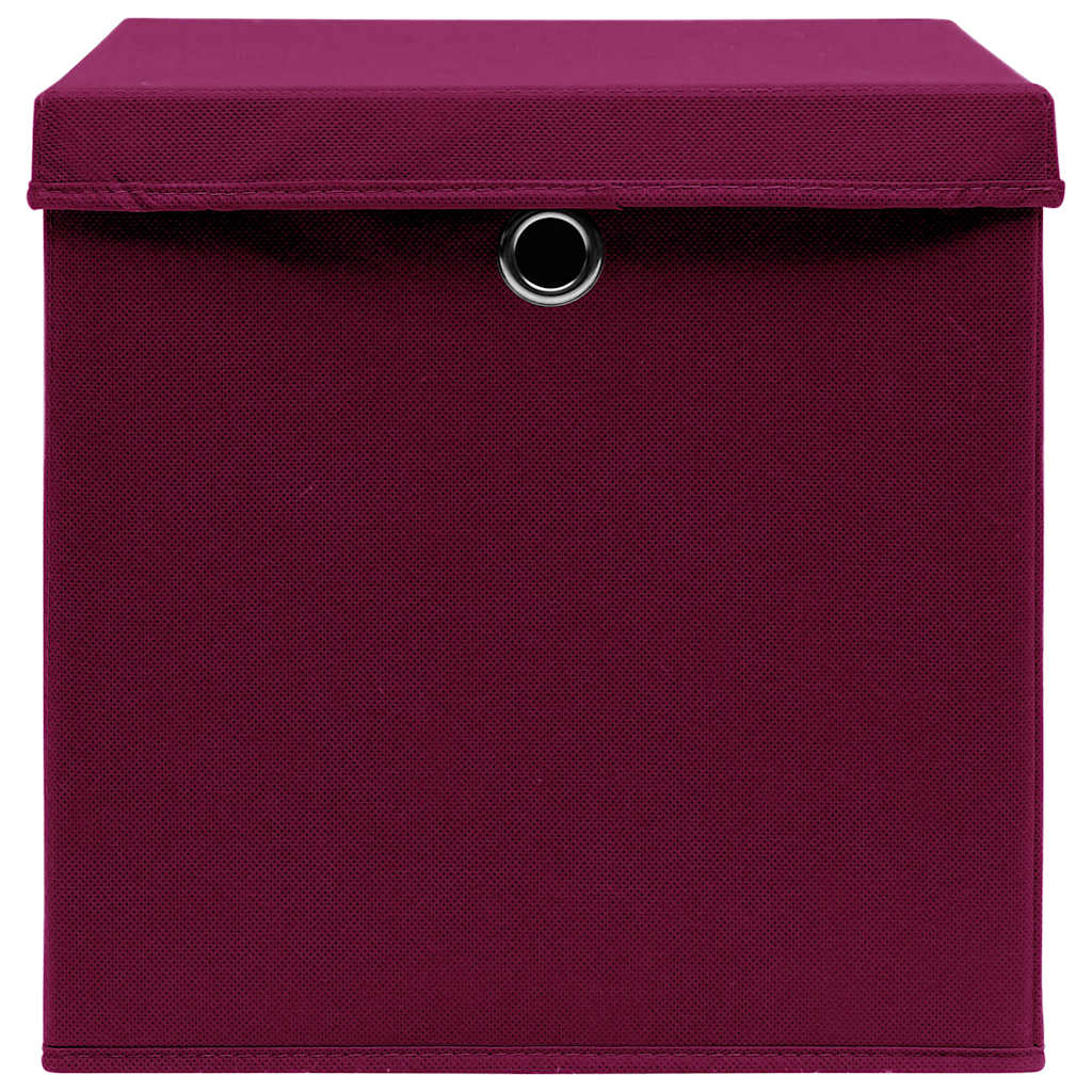 vidaXL Storage Boxes with Covers 4 pcs 28x28x28 cm Dark Red