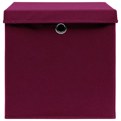 vidaXL Storage Boxes with Covers 4 pcs 28x28x28 cm Dark Red