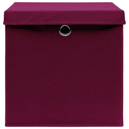 vidaXL Storage Boxes with Covers 10 pcs 28x28x28 cm Dark Red