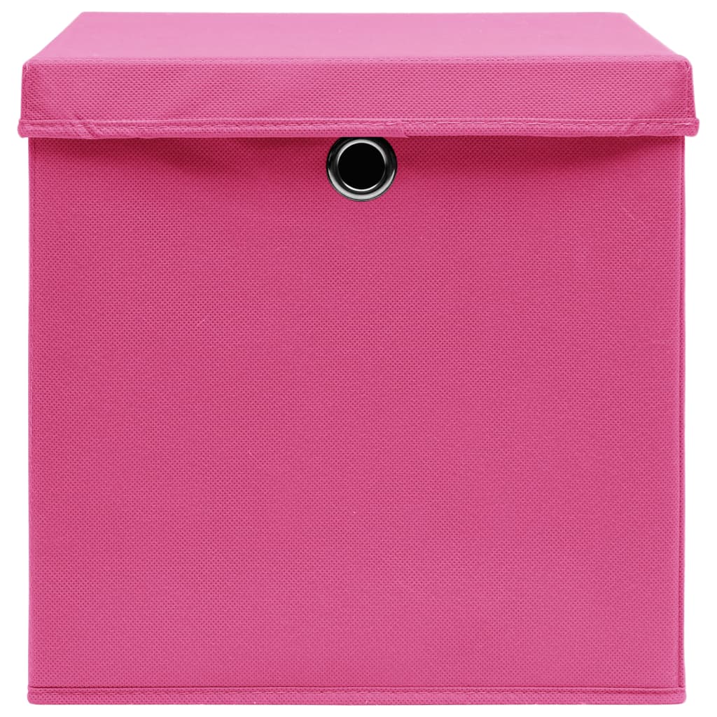 vidaXL Storage Boxes with Covers 10 pcs 28x28x28 cm Pink