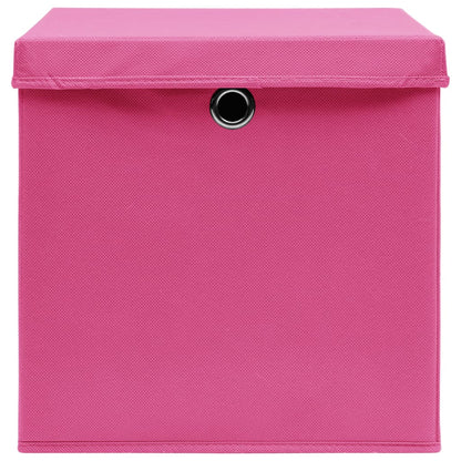 vidaXL Storage Boxes with Covers 10 pcs 28x28x28 cm Pink