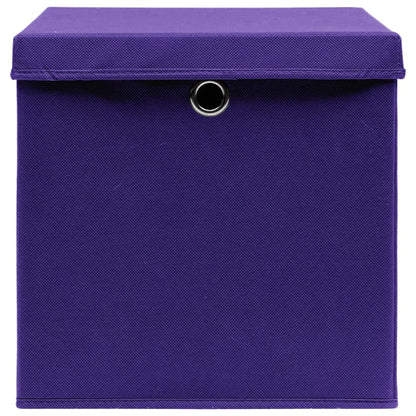vidaXL Storage Boxes with Covers 10 pcs 28x28x28 cm Purple