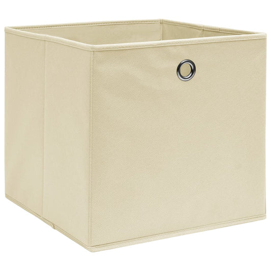 vidaXL Storage Box | Set of 4 | Cream | Non-woven fabric | 28x28x28 cm