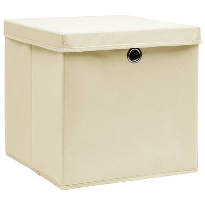 vidaXL Storage Boxes with Covers 4 pcs 28x28x28 cm Cream