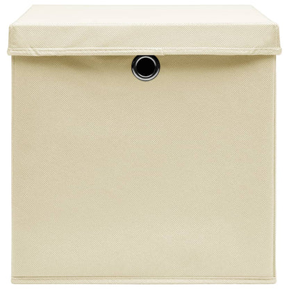 vidaXL Storage Boxes with Covers 10 pcs 28x28x28 cm Cream