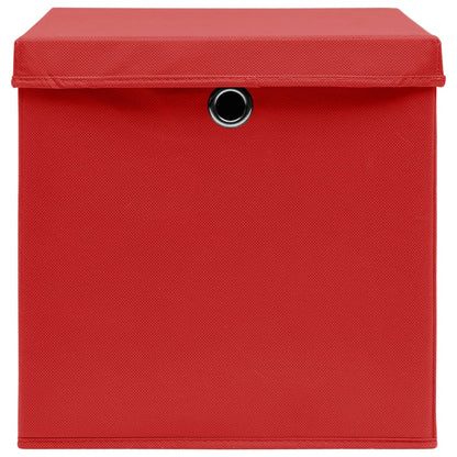 vidaXL Storage Boxes with Covers 10 pcs 28x28x28 cm Red