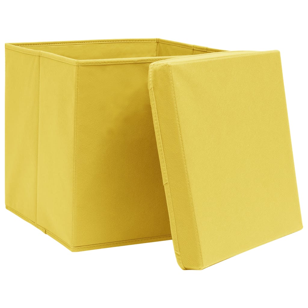 vidaXL Storage Boxes with Covers 4 pcs 28x28x28 cm Yellow