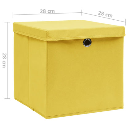 vidaXL Storage Boxes with Covers 4 pcs 28x28x28 cm Yellow
