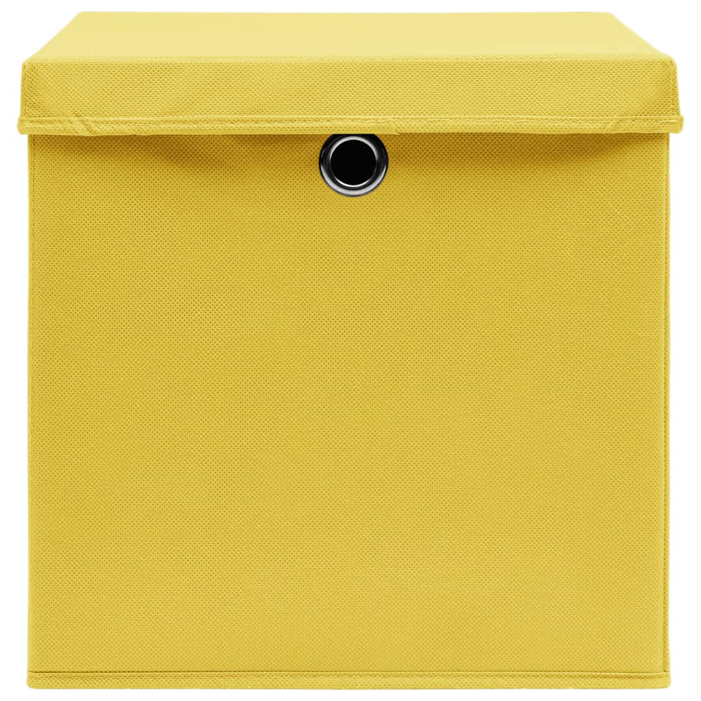 vidaXL Storage Boxes with Covers 10 pcs 28x28x28 cm Yellow