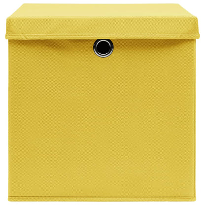 vidaXL Storage Boxes with Covers 10 pcs 28x28x28 cm Yellow