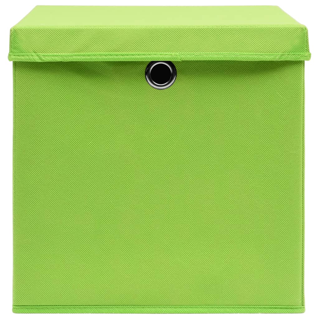 vidaXL Storage Boxes with Covers 10 pcs 28x28x28 cm Green