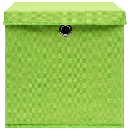 vidaXL Storage Boxes with Covers 10 pcs 28x28x28 cm Green