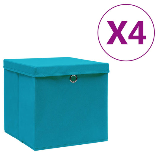 vidaXL Storage Box | Set of 4 | Baby blue | Non-woven fabric | Medium