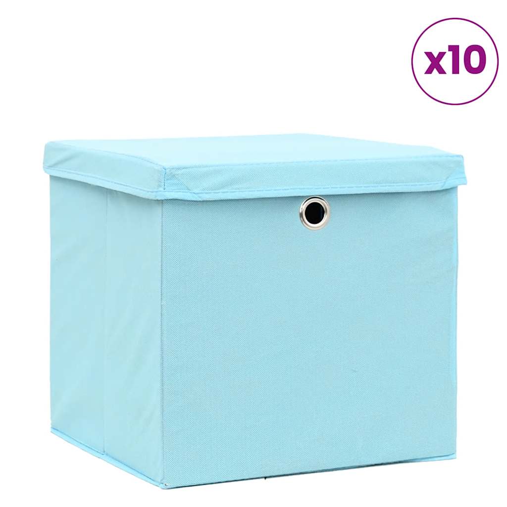 vidaXL Storage Box | Set of 10 | Baby blue | Non-woven fabric | Small | Foldable