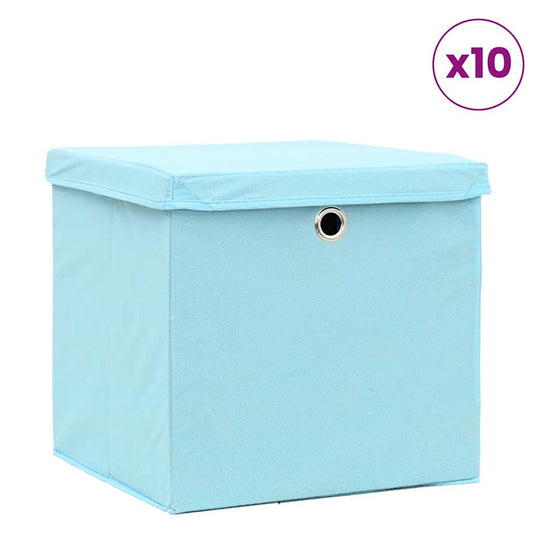 vidaXL Storage Box | Set of 10 | Baby blue | Non-woven fabric | Small | Foldable