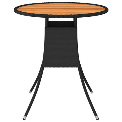 vidaXL Garden Dining Table Black Ø 70 cm Poly Rattan&Solid Acacia Wood