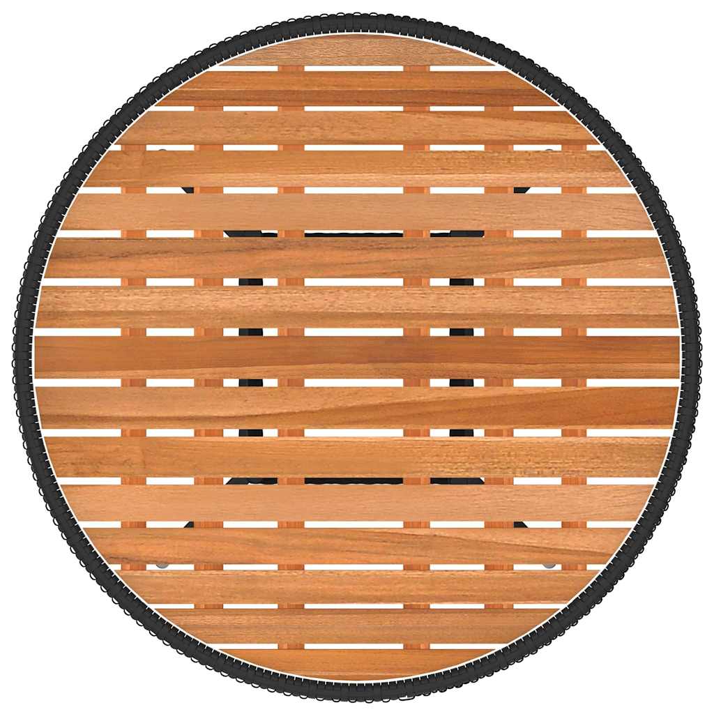 vidaXL Garden Dining Table Black Ø 70 cm Poly Rattan&Solid Acacia Wood