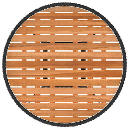 vidaXL Garden Dining Table Black Ø 70 cm Poly Rattan&Solid Acacia Wood