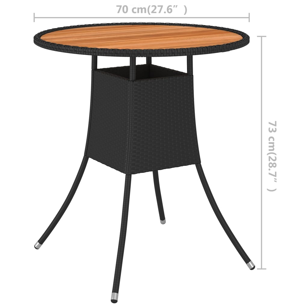 vidaXL Dining Table | Black and brown | PE rattan | Small | Durable