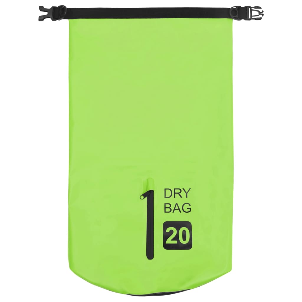 vidaXL Dry Bag with Zipper Green 20 L PVC