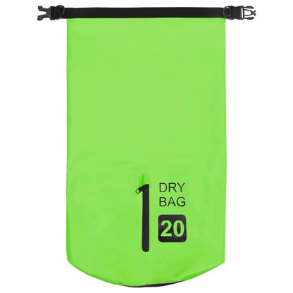vidaXL Dry Bag with Zipper Green 20 L PVC