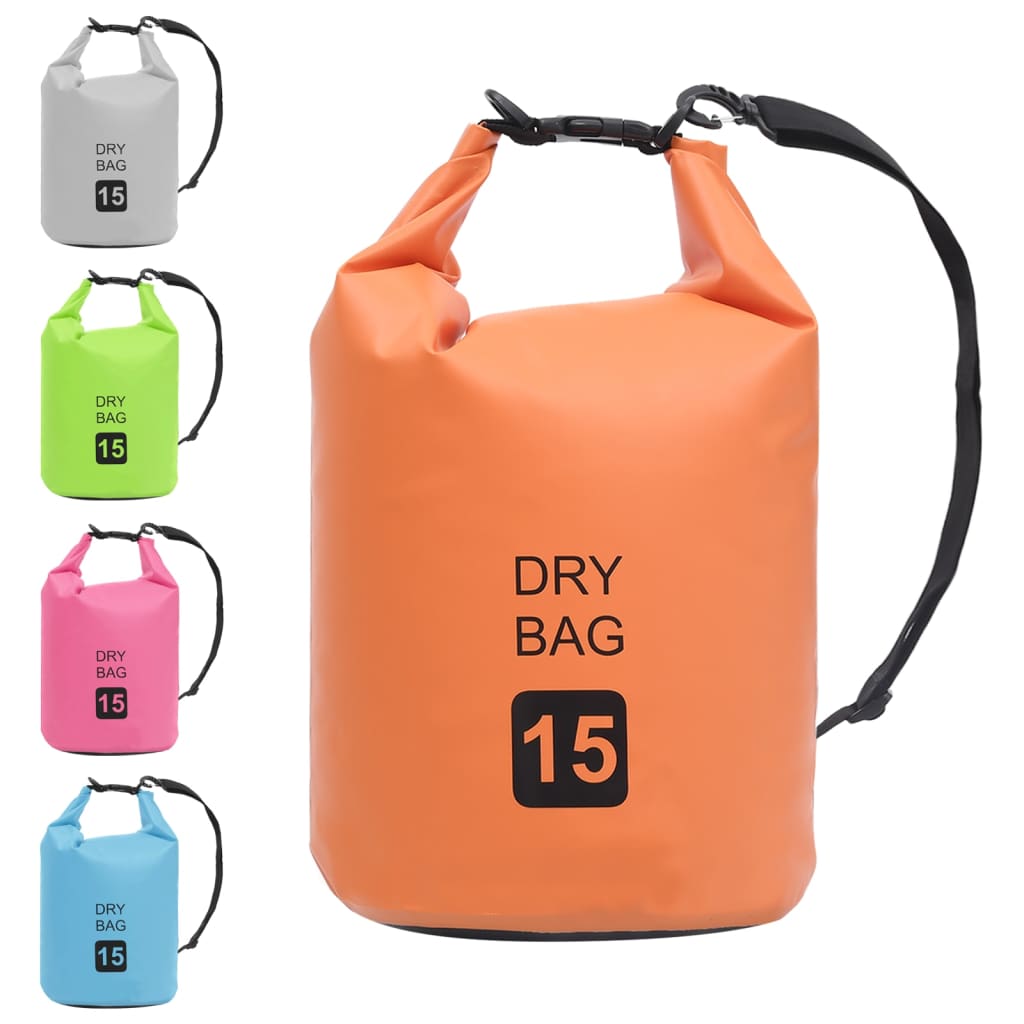 vidaXL Dry Bag Orange 15 L PVC
