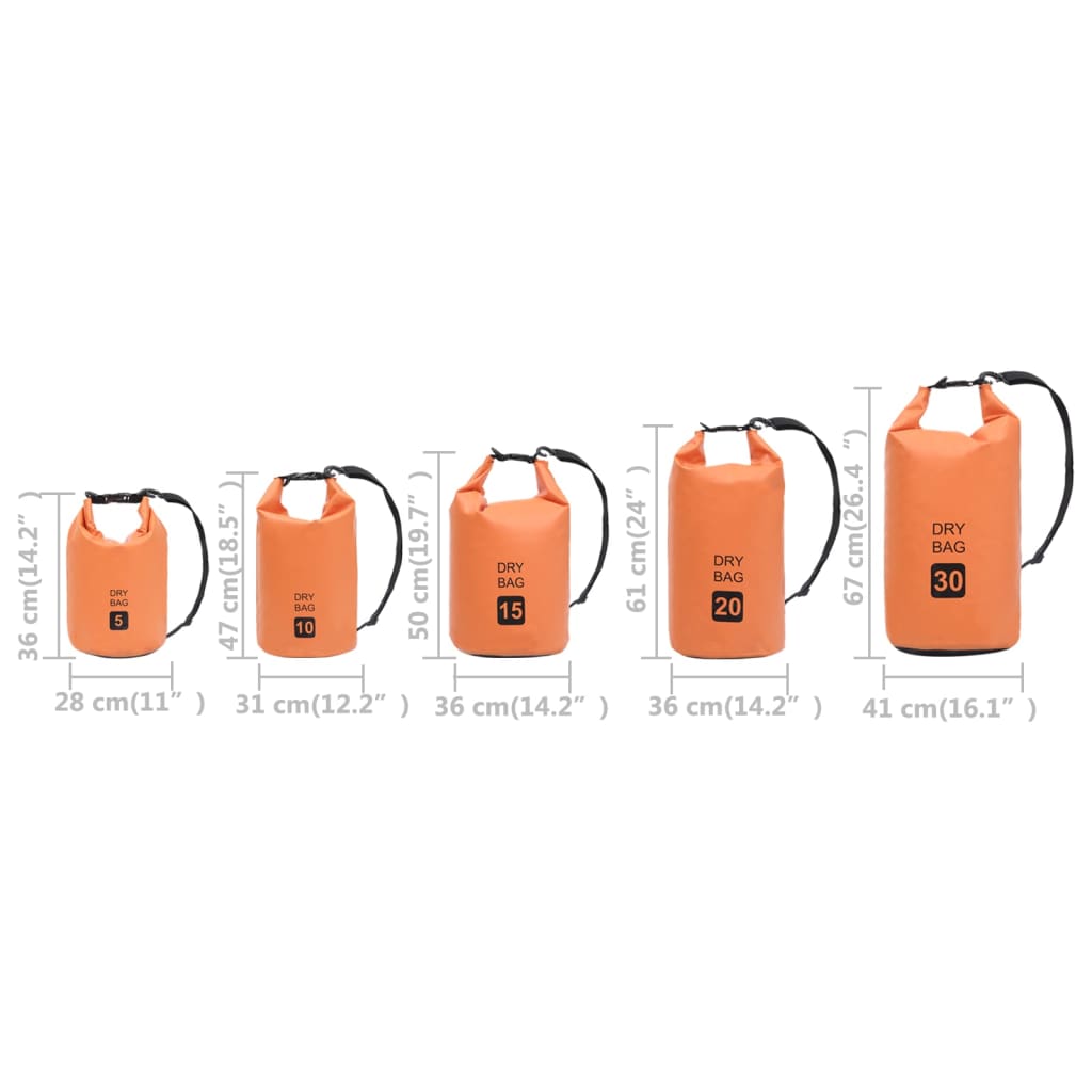 vidaXL Dry Bag Orange 15 L PVC