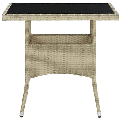 310551 vidaXL Outdoor Dining Table Beige Poly Rattan and Glass