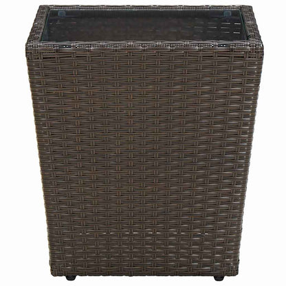 310558 vidaXL Tea Table Brown 41,5x41,5x44 cm Poly Rattan and Tempered Glass