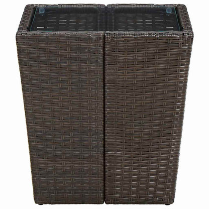 310558 vidaXL Tea Table Brown 41,5x41,5x44 cm Poly Rattan and Tempered Glass