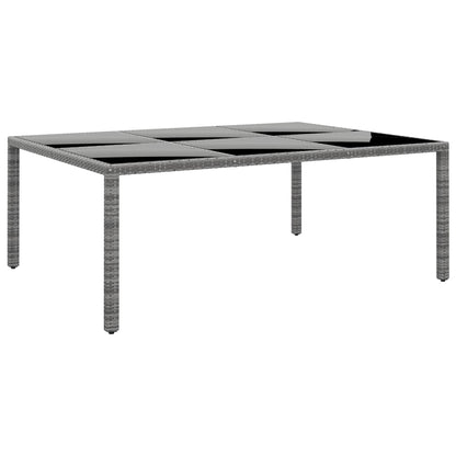 vidaXL Garden Table 200x150x75 cm Tempered Glass and Poly Rattan Grey