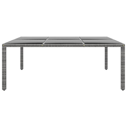 vidaXL Garden Table 200x150x75 cm Tempered Glass and Poly Rattan Grey