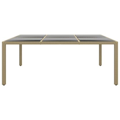 vidaXL Garden Table 200x150x75 cm Tempered Glass and Poly Rattan Beige