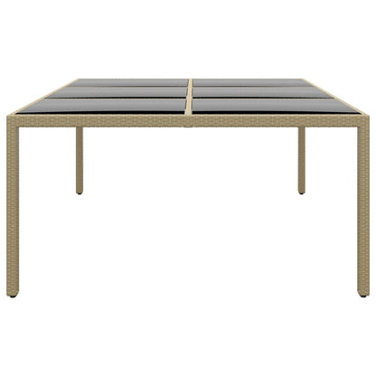 vidaXL Garden Table 200x150x75 cm Tempered Glass and Poly Rattan Beige