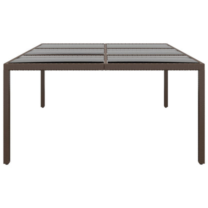 vidaXL Garden Table with Glass Top Brown 200x150x75 cm Rattan
