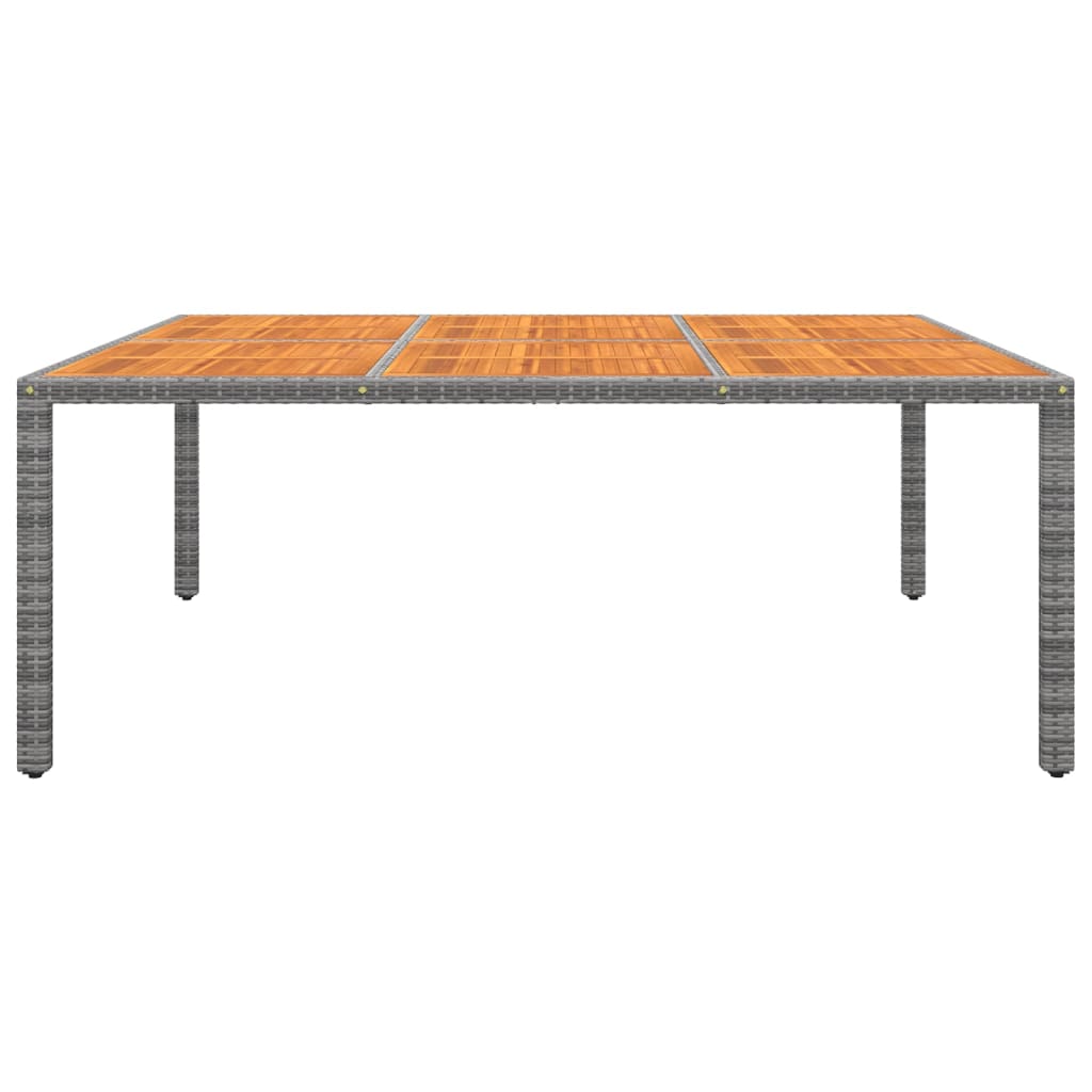 vidaXL Garden Table 200x150x75 cm Acacia Wood and Poly Rattan Grey
