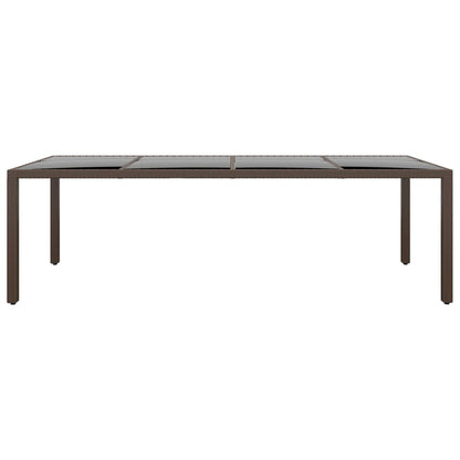 vidaXL Garden Table with Glass Top Brown Poly Rattan