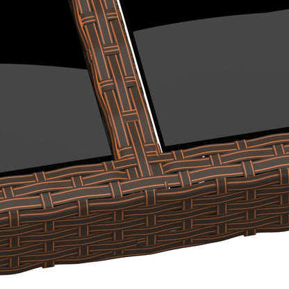 vidaXL Garden Table with Glass Top Brown Poly Rattan