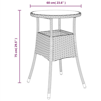 vidaXL Garden Table | Black | Poly rattan | Standard | Lightweight