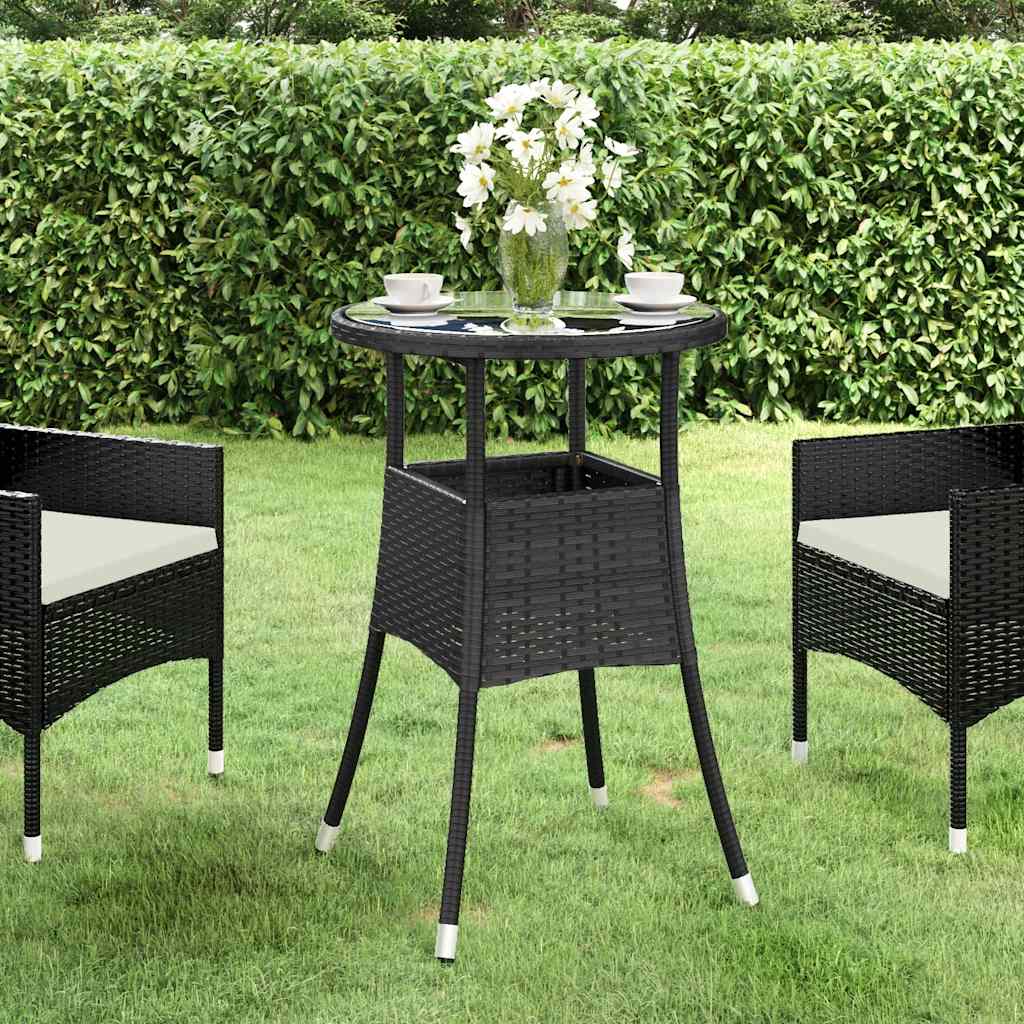 vidaXL Garden Table | Black | Poly rattan | Standard | Lightweight