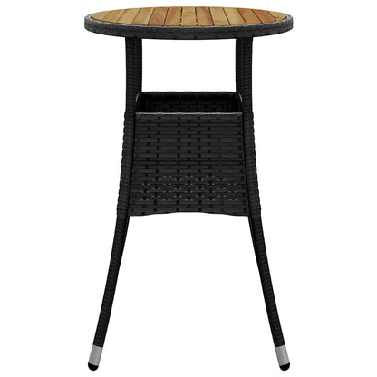 310602 vidaXL Garden Table Ø60x75 cm Acacia Wood and Poly Rattan Black