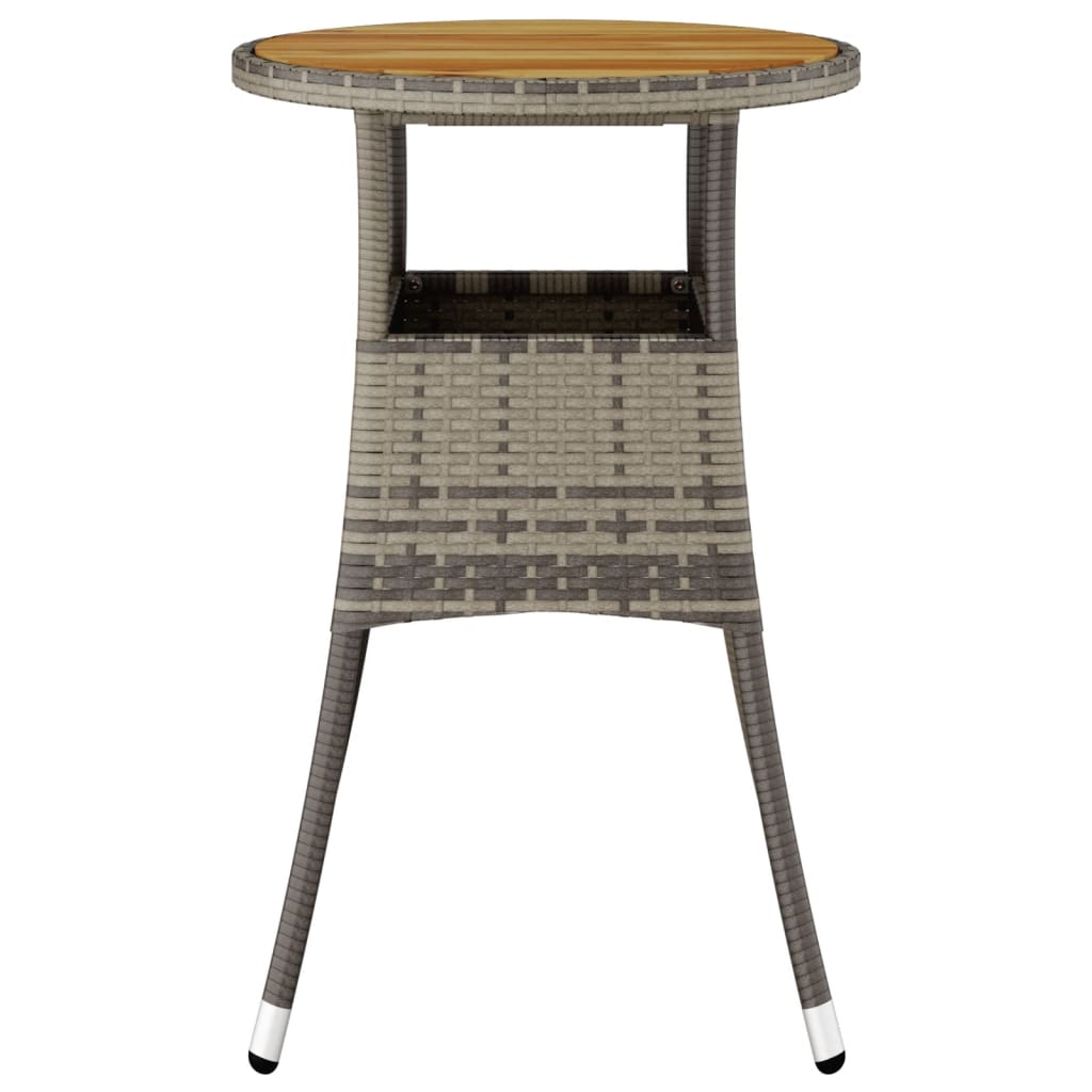 vidaXL Garden Table Ø60x75 cm Acacia Wood and Poly Rattan Grey