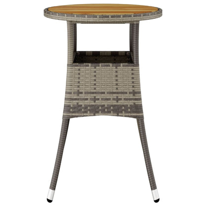 vidaXL Garden Table Ø60x75 cm Acacia Wood and Poly Rattan Grey