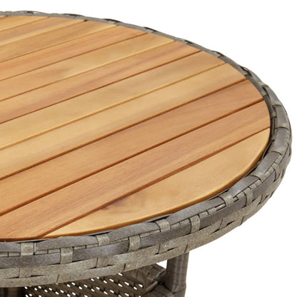 vidaXL Garden Table Ø60x75 cm Acacia Wood and Poly Rattan Grey