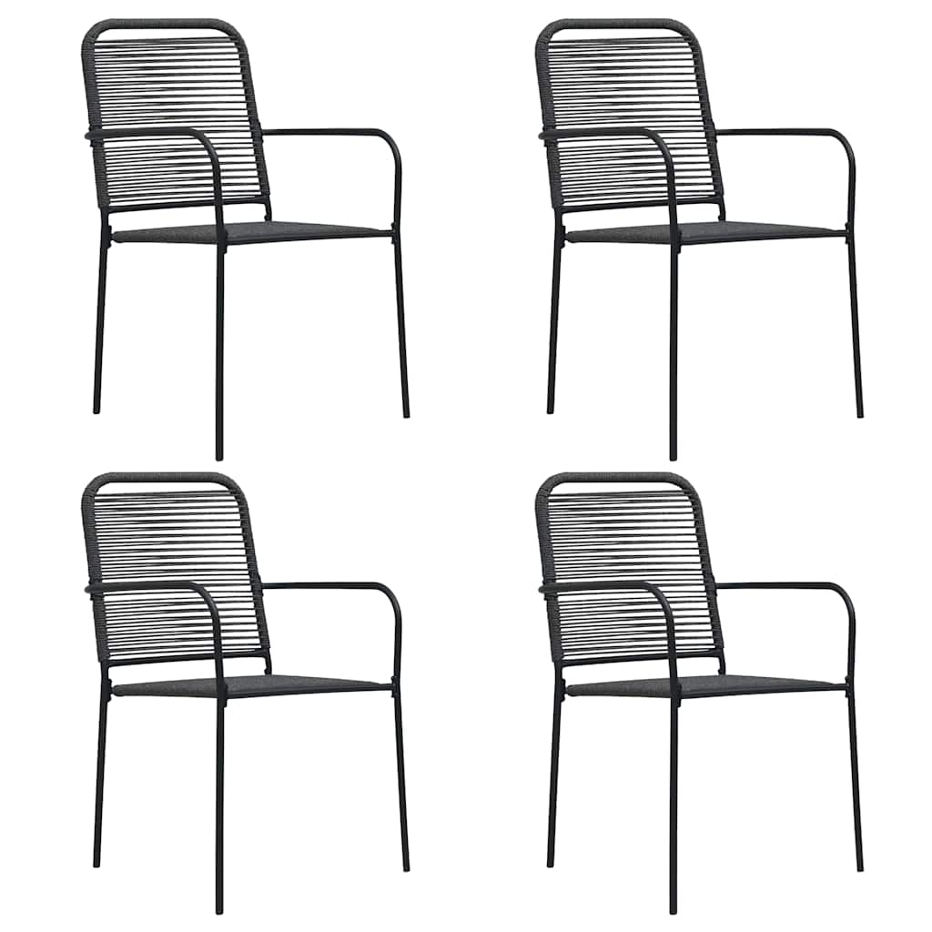 312156 vidaXL Garden Chairs 4 pcs Cotton Rope and Steel Black