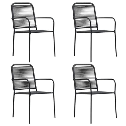 312156 vidaXL Garden Chairs 4 pcs Cotton Rope and Steel Black