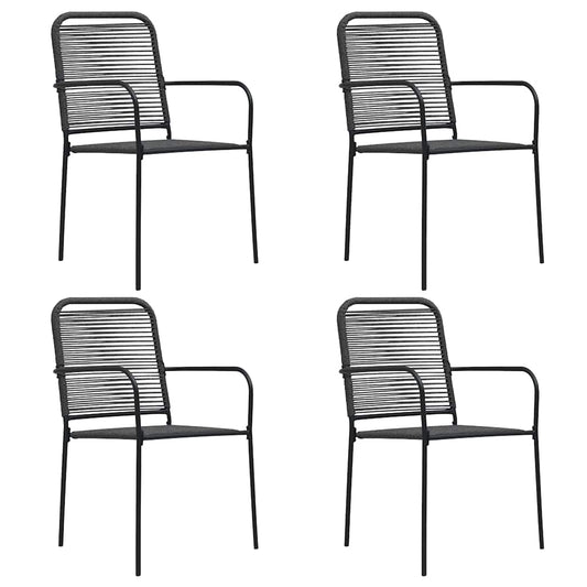312156 vidaXL Garden Chairs 4 pcs Cotton Rope and Steel Black