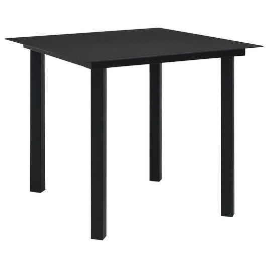 312161 vidaXL Garden Dining Table Black 80x80x74 cm Steel and Glass