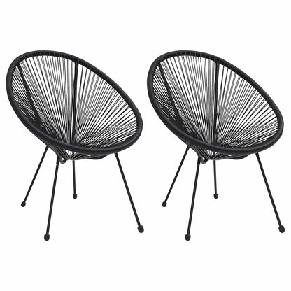 312164 vidaXL Garden Moon Chairs 2 pcs Rattan Black