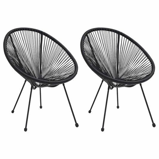 312164 vidaXL Garden Moon Chairs 2 pcs Rattan Black